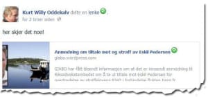 Slik så statusen ut som Oddekalv la ut om Eskil Pedersen.