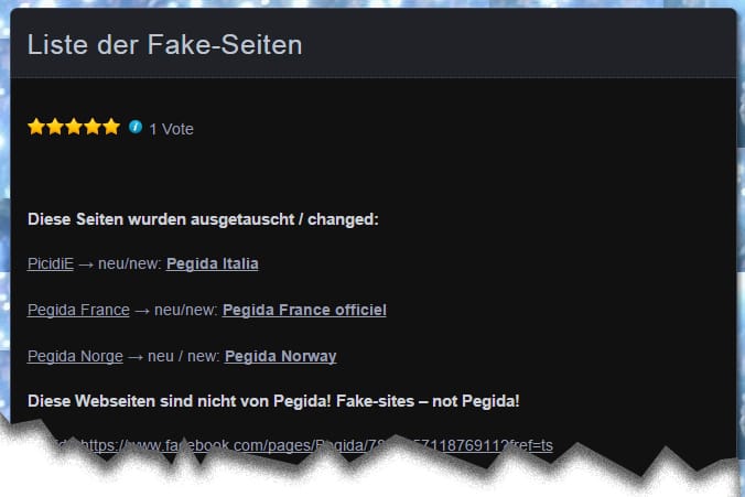 Her vises det til at PEGIDA Norge, som drives av Max Hermansen er erstattet med PEGIDA Norway som altså er en facebookside drevet av Ronny Alte.